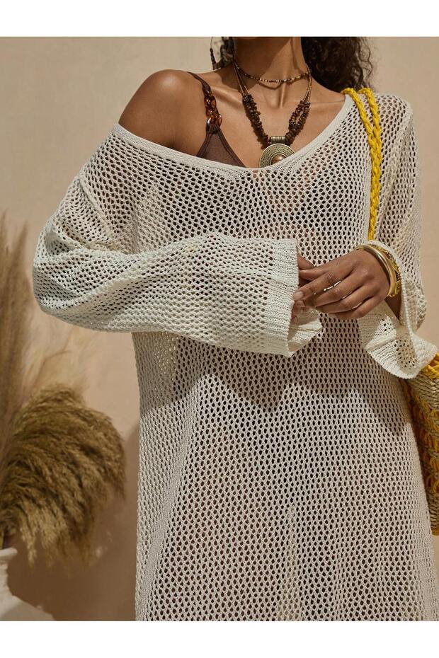 ROCHIE DE PLAJĂ AJURADAȚĂ DE BUMBAC - 5