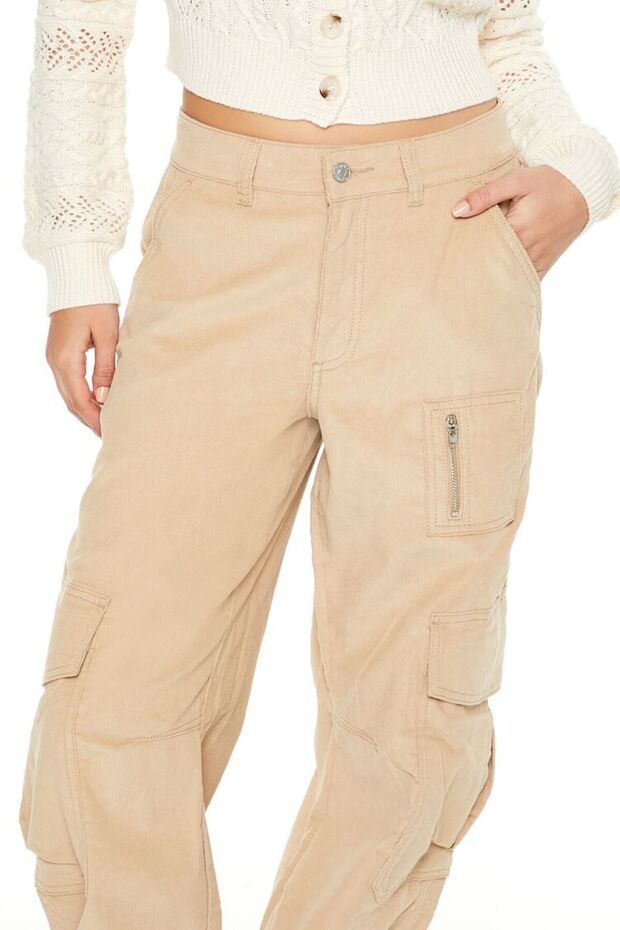 Kadife Straight Kargo Pantolon - 3