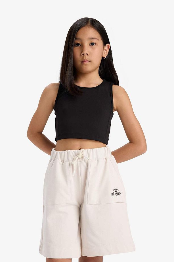 Kız Çocuk Beli Lastikli Basic Düz Şort B0847A825HS - 5