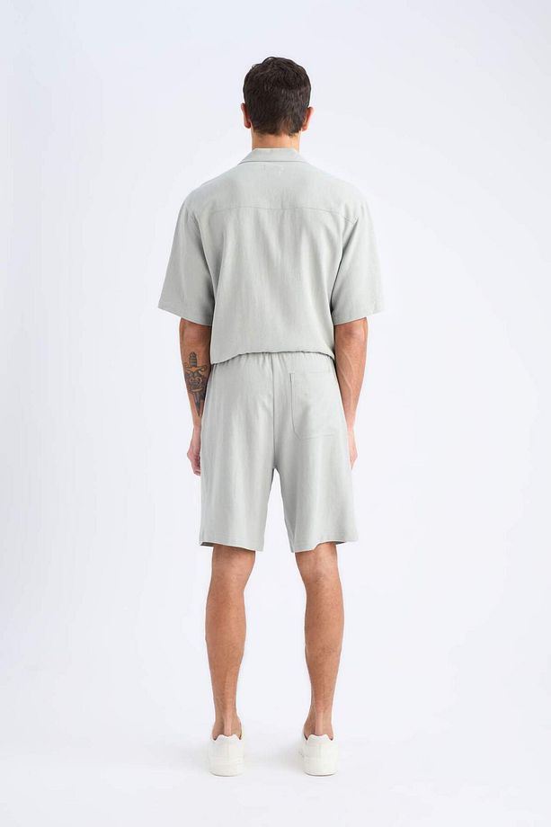 Relax Fit Yazlık Keten Karışımlı Şort D8835AX25SM - 5