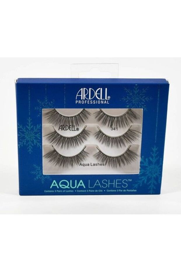 Aqua False Strip Lashes 341, Water Activated Faux Lashes, Reusable, No Lash Glue Required, 3 Pairs