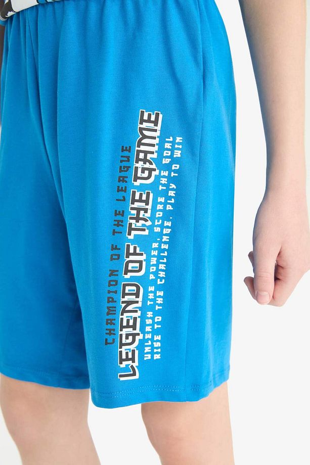 Erkek Çocuk Pijama Takımı Baskılı Kısa Kollu Üst Beli Lastikli Şort E2695A825HS - 7