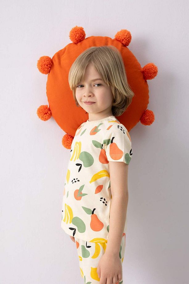 Erkek Bebek Pijama Takımı Meyve Desenli Kısa Kollu Penye Üst Şort E1181A525HS - 2