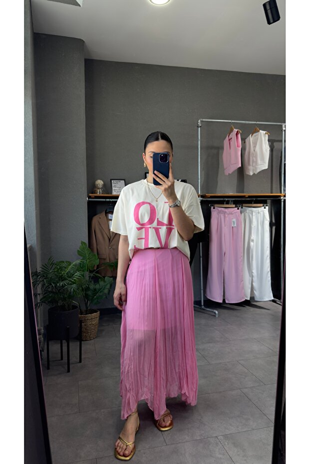 تنورة طويلة مبطنة بنصف بطانة - 1