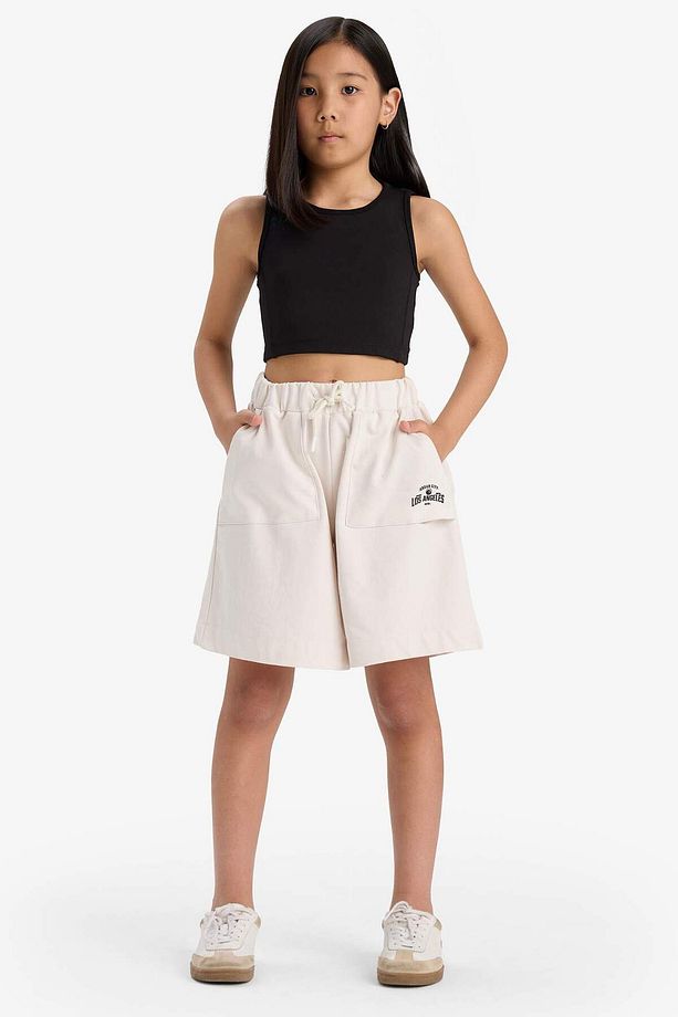 Kız Çocuk Beli Lastikli Basic Düz Şort B0847A825HS - 3