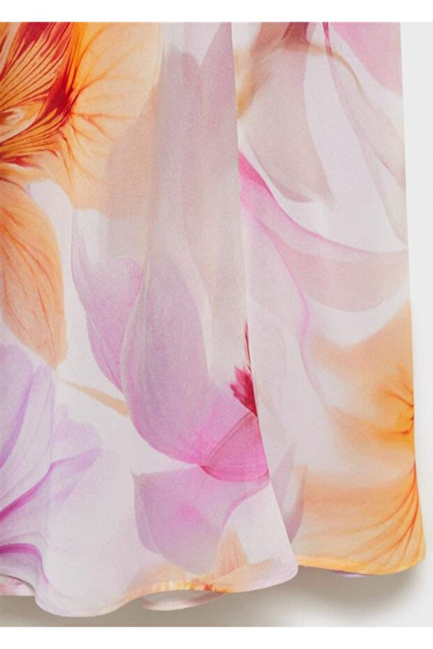 Volan detaylı çiçekli elbise - 5