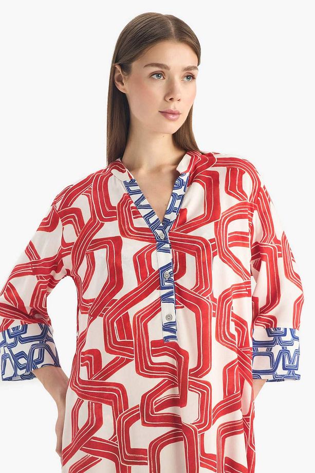 Regular Fit Desenli Plaj Elbisesi-Fall in Love D0452AX25SM - 4
