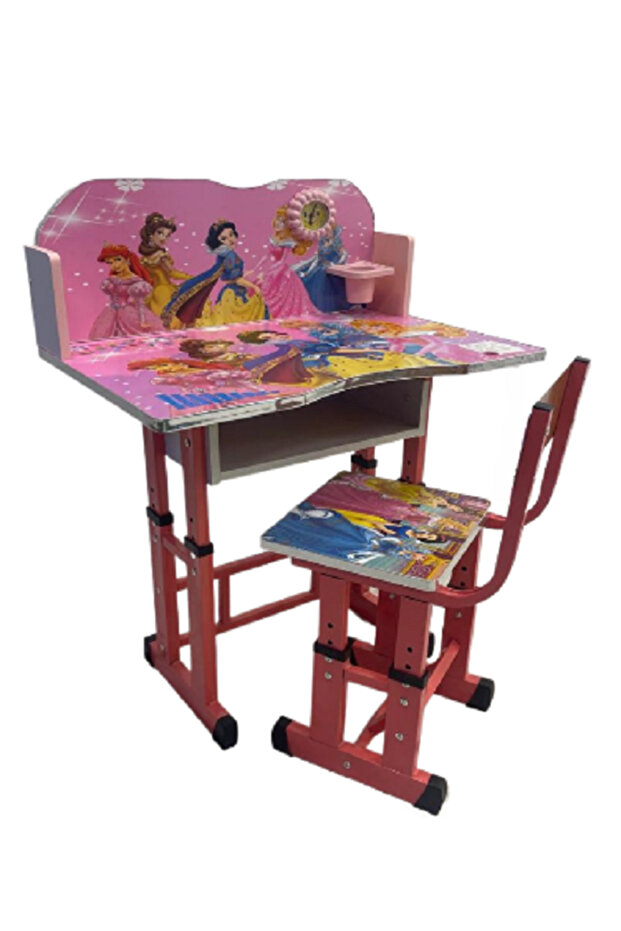 طقم طاولة دراسة للأطفال بارتفاع قابل للتعديل، طاولة دراسة من مادة MDF للأطفال 87*70*43 سم - 1