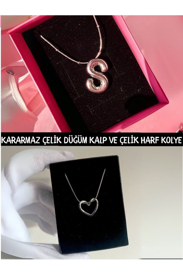 Tarnish Free Steel Balloon S Letter Necklace No Tarnish Guaranteed Knot Heart Necklace Steel Balloon Letter Necklace