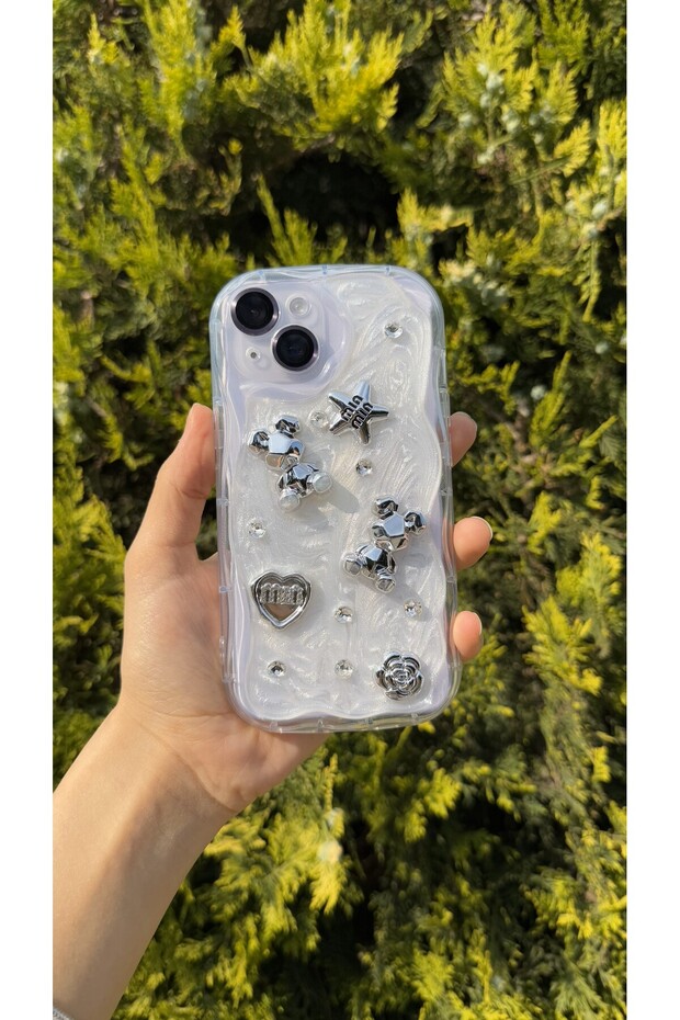 Apple İphone Charmlı Sedefli Kılıf - 1