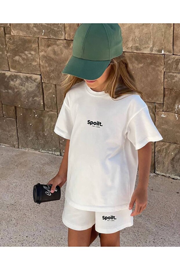 Unisex Slogan Printed Oversize Fit Bottom Top Set