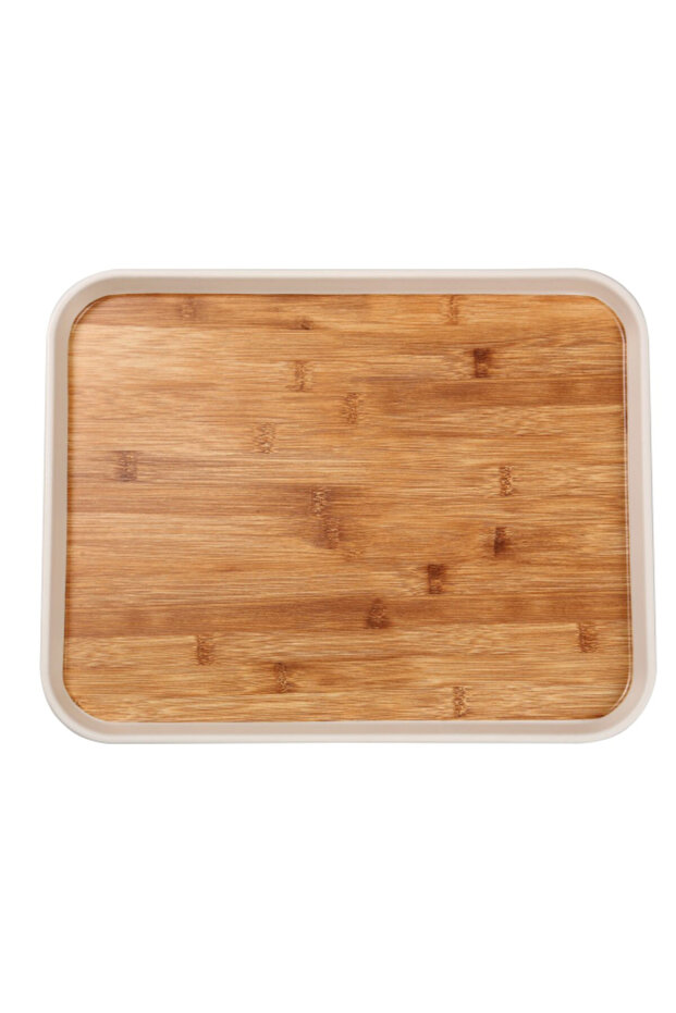 صينية تقديم مستطيلة أنيقة ومتينة مصنوعة من الميلامين والخيزران - 1