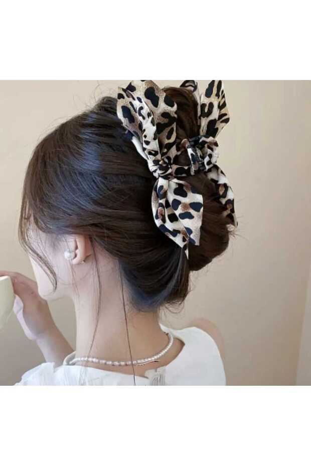 Cream Leopard Pattern Bow Design Clasp Clasp (Bc-1216) - 1