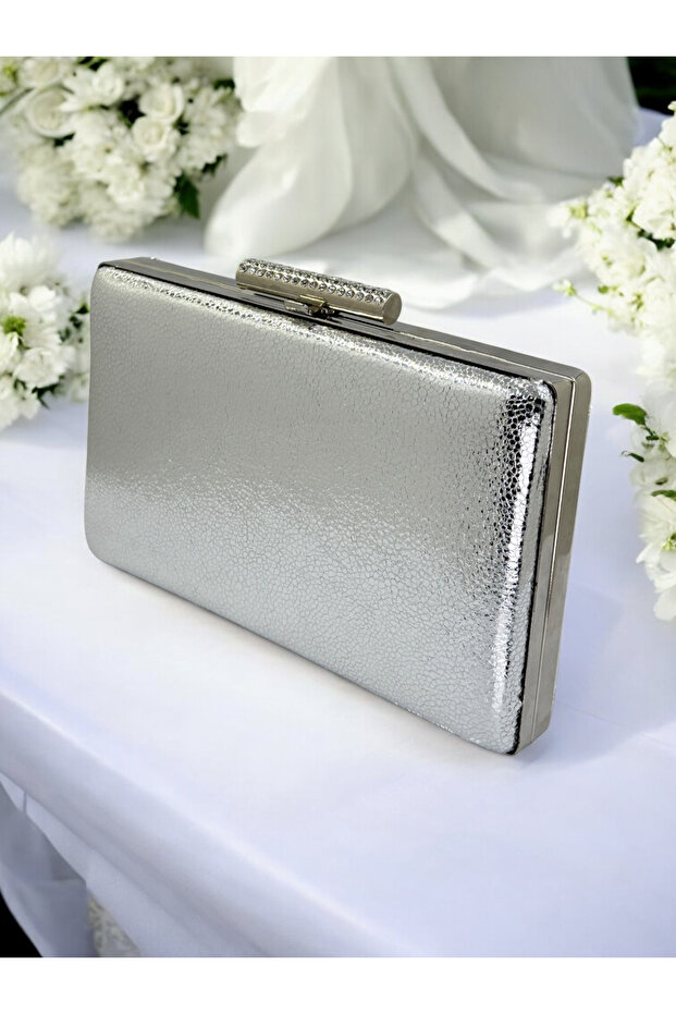 New Model Silver Color Shiny Patterned Chain Strap Women's Evening Dress Bag Wedding Engagement Graduation