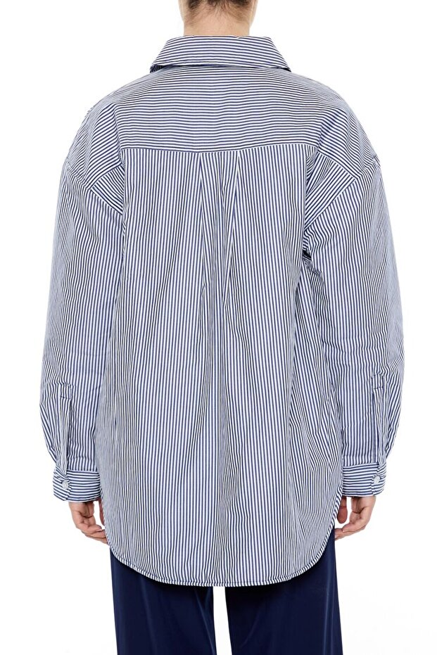 Çizgili Gömlek Ceket - 3