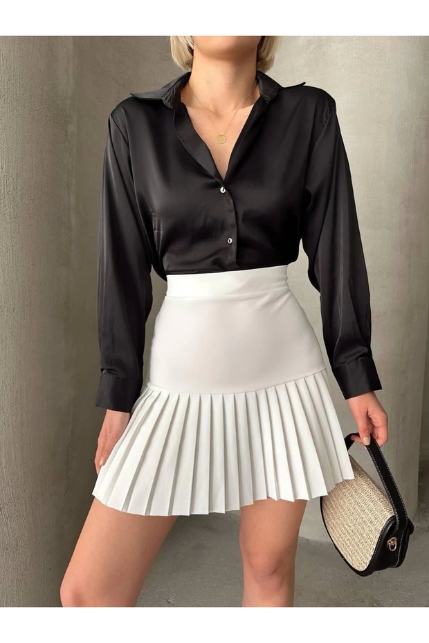 Altı pliseli mini etek - 6