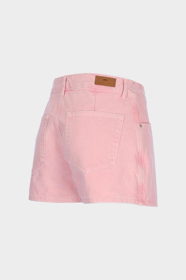Pembe Yüksek Bel Jean Şort Etek C 4534-110 - 3