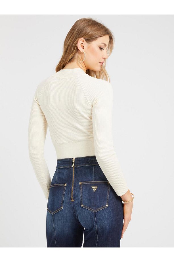Bisiklet Yaka Slim Fit Ekru Kazak Kadın W3BR41Z3940F1KB - 3