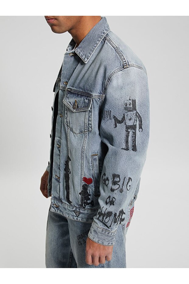 Oversized Erkek Denim Ceket - 5