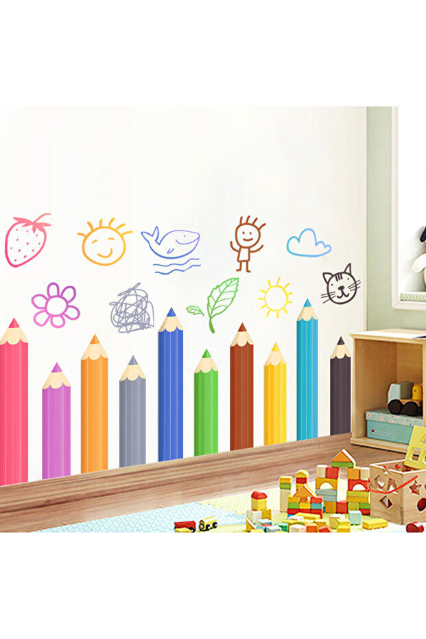 MULTI 1PC Yaya Language Cartoon Pen Sticker, Kindergarten Home Wall Sticker