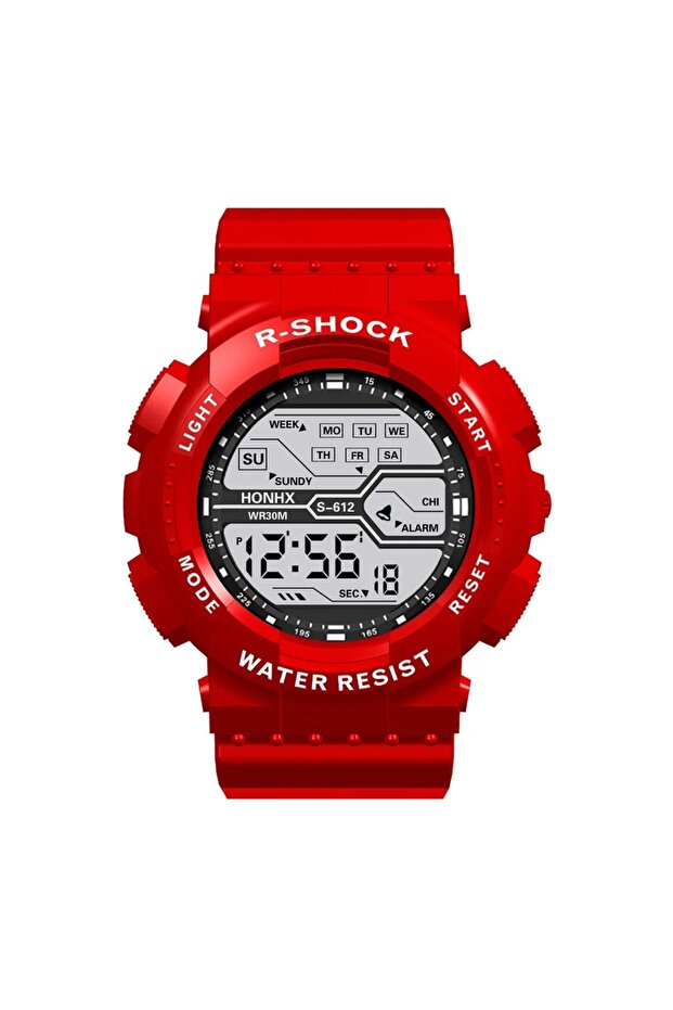 Red Outdoor Sport Men Watch Multifunction Large Screen LED Electronic Waterproof Luminous Di...