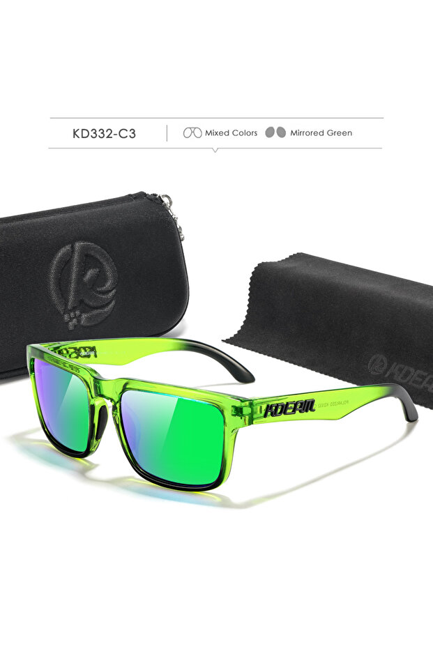 C3 mirrored green KDEAM Photochromic And Polarized Sunglasses Men Category 3 Polarized Sun Glasses W