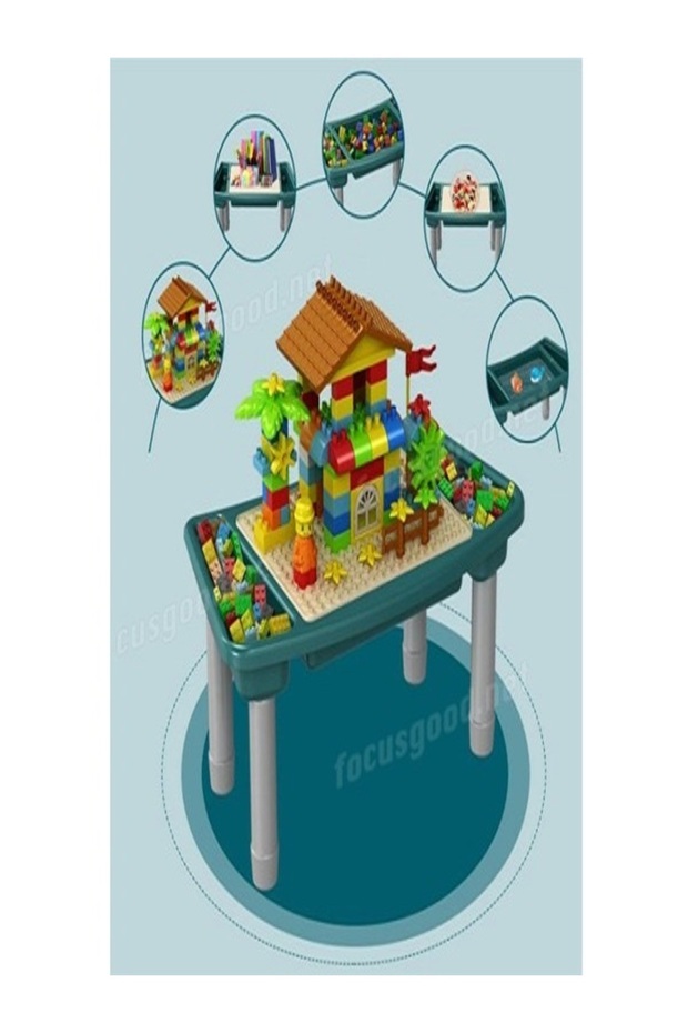 مجموعة طاولة الدراسة والنشاط من مكعبات البناء - تتضمن أكثر من 300 مكعب صغير - 8