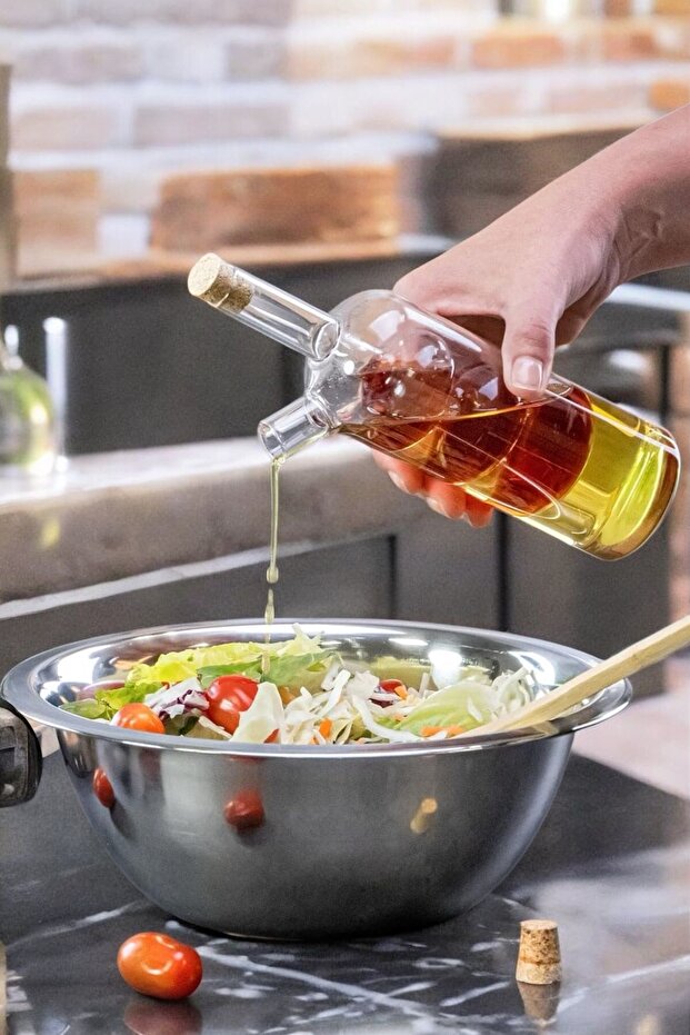 Çift Hazneli Cam Yağdanlık & Sirkelik – 260 ml Zarif Tasarım - 1