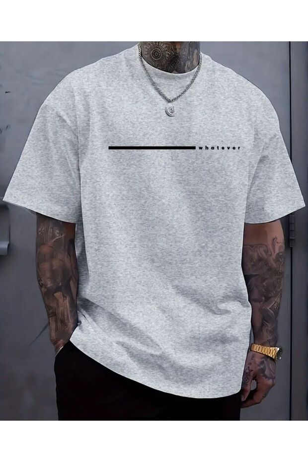 Whatever Text Detailed Basic T-Shirt - 1