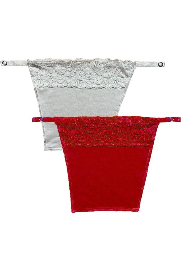 Women's Cotton Camisole Cleavage Cover Clip-on Mock Lace Camisecret - Set of 2