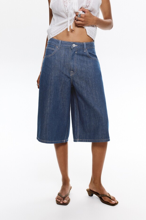 Düşük bel straight fit jorts - 6