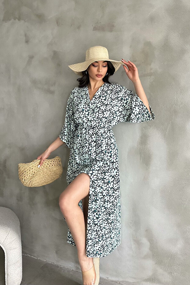 فستان منقوش بالنعناع - 1