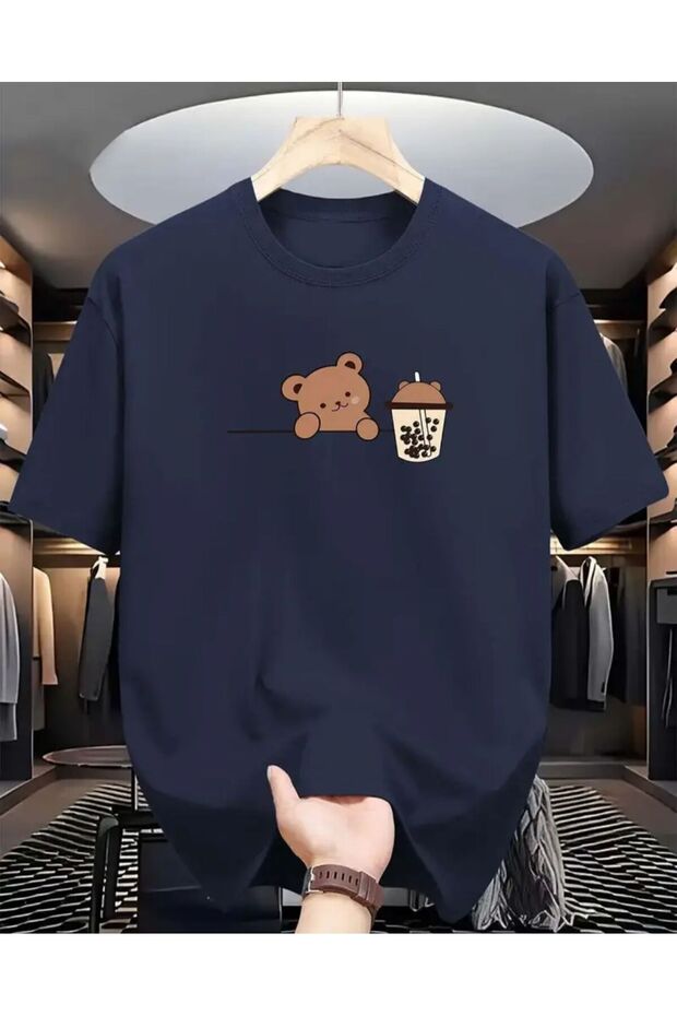 تي شيرت أساسي مطبوع عليه دمية دب - 1