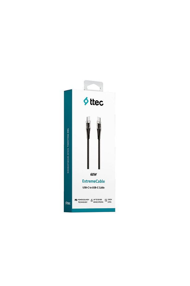 ExtremeCable Ekstra Dayanıklı Transparan USB-C –USB-C 60W PD/QC 120cm Hızlı Şarj/Data Kablosu , - 7