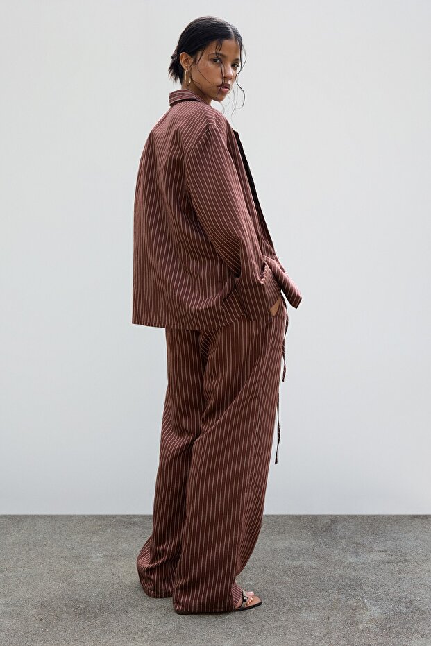 Çizgili bağcık gömlek - 3