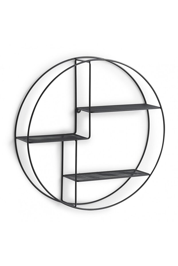 Okrúhla čierna polica, oceľ, Ø 55 x 12 cm - 1