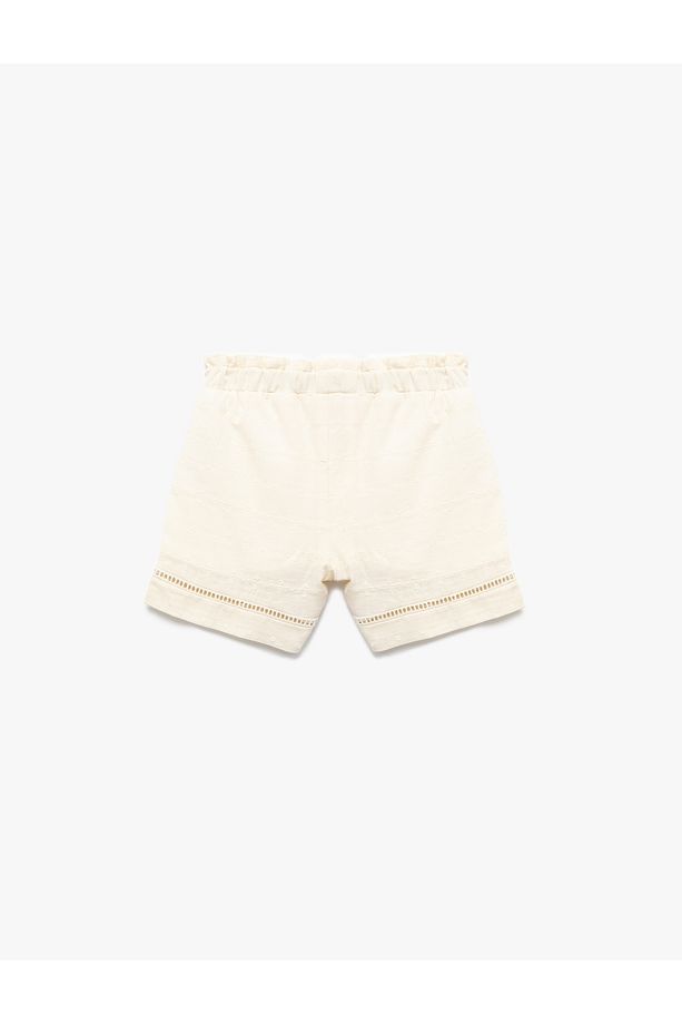 Pamuklu Beli Lastikli Mini Şort - 2