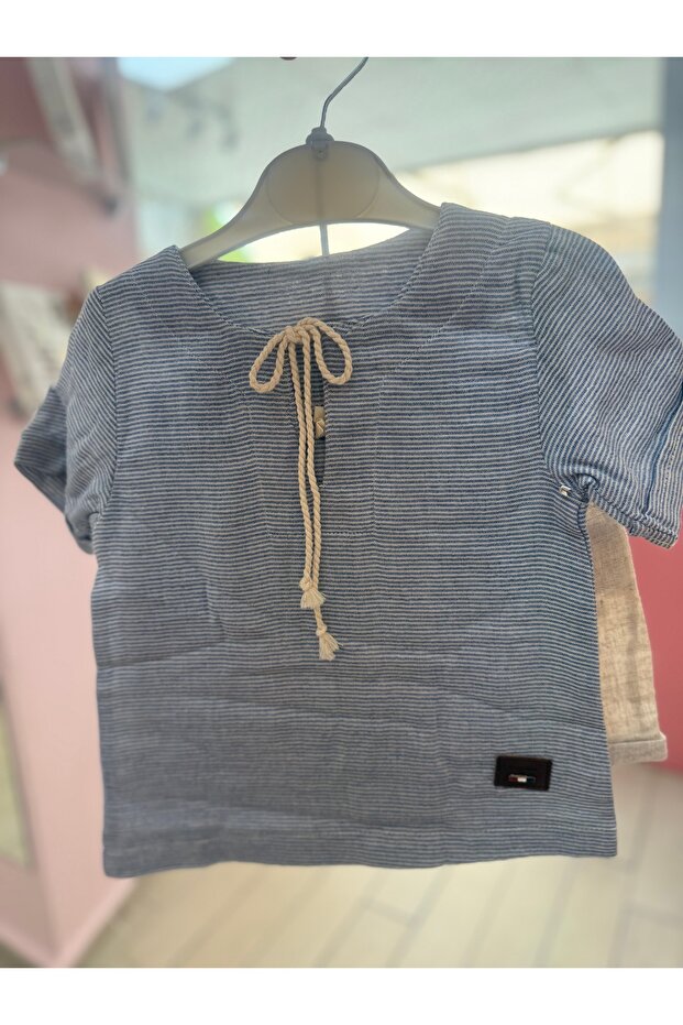 طقم علوي وسفلي من الكتان للأولاد - 2