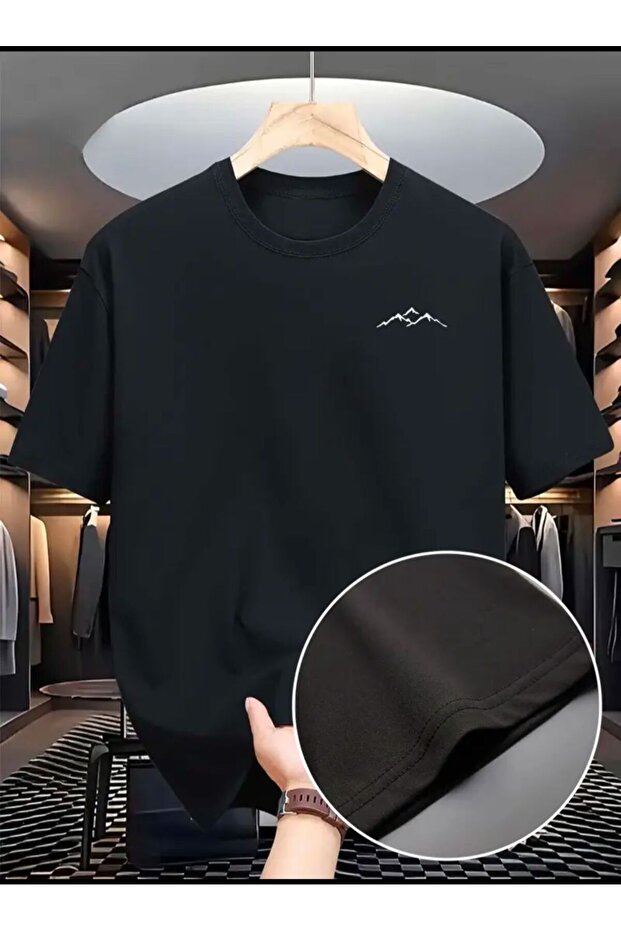 Small Mountain Print Basic T-Shirt - 1