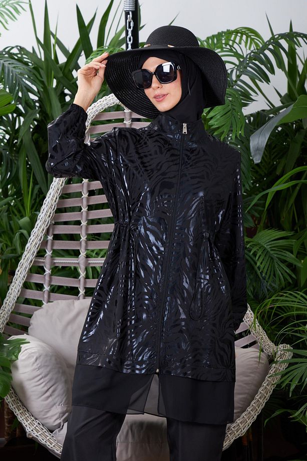 MOODBASİC SWİMWEAR TÜLLÜ PARLAK ŞERİTLİ TESETTÜR MAYO - 2