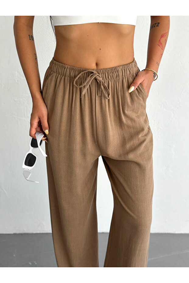 بنطلون كتان أساسي بقصة مريحة - 8