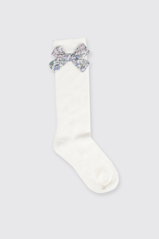 Liberty Fabric Knee-High Ribbon Detailed Baby Girl Socks