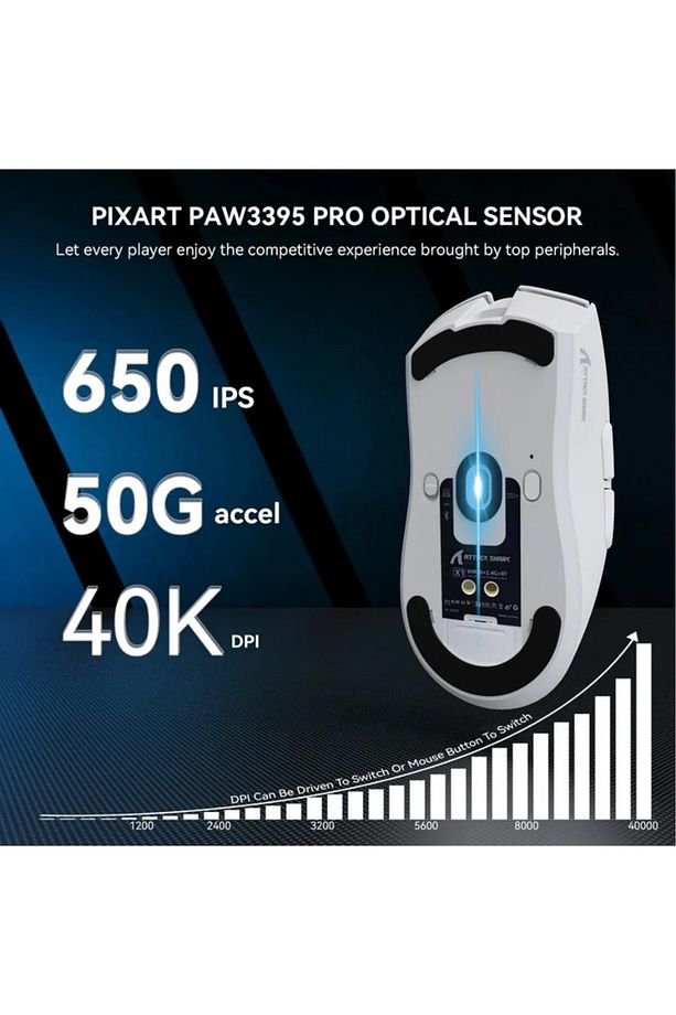 ATTACK SHARK X1 Üç Modlu Oyuncu Faresi Dokunmatik Yüzey RGB Şarj İstasyonu PAW3395PRO Sensör - 3