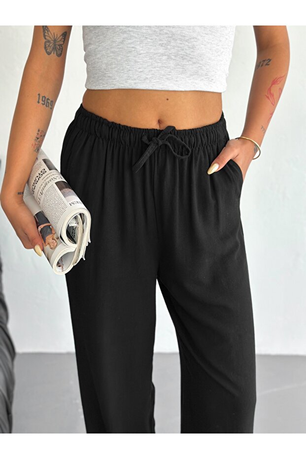 Comfortable Fit Basic Linen Trousers - 4