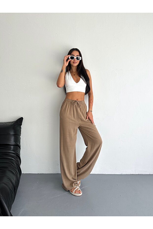 بنطلون كتان أساسي بقصة مريحة - 7