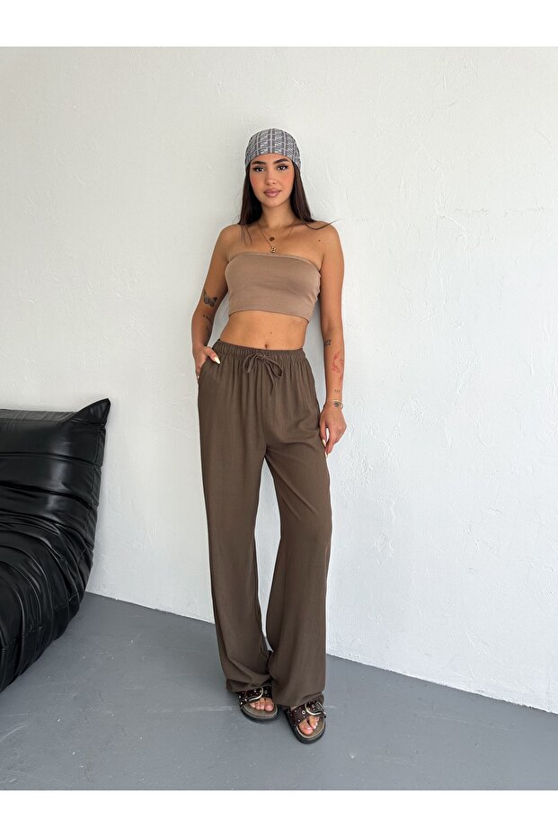 Comfortable Fit Basic Linen Trousers - 2