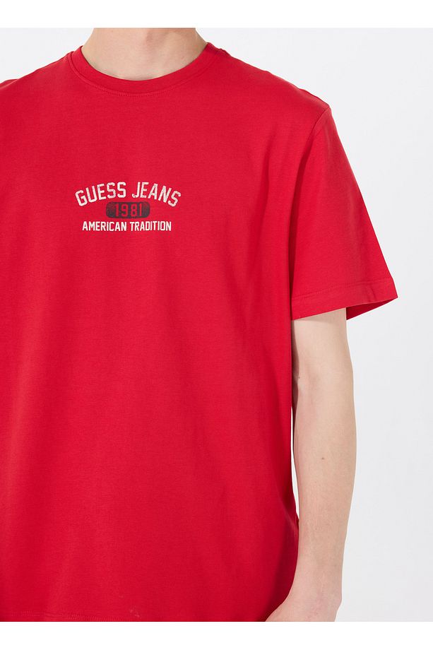 Jeans Bisiklet Yaka Desenli Kırmızı Erkek T-Shirt M5RI77K8FQ4G585 GJ SS CN REG PRINT - 4