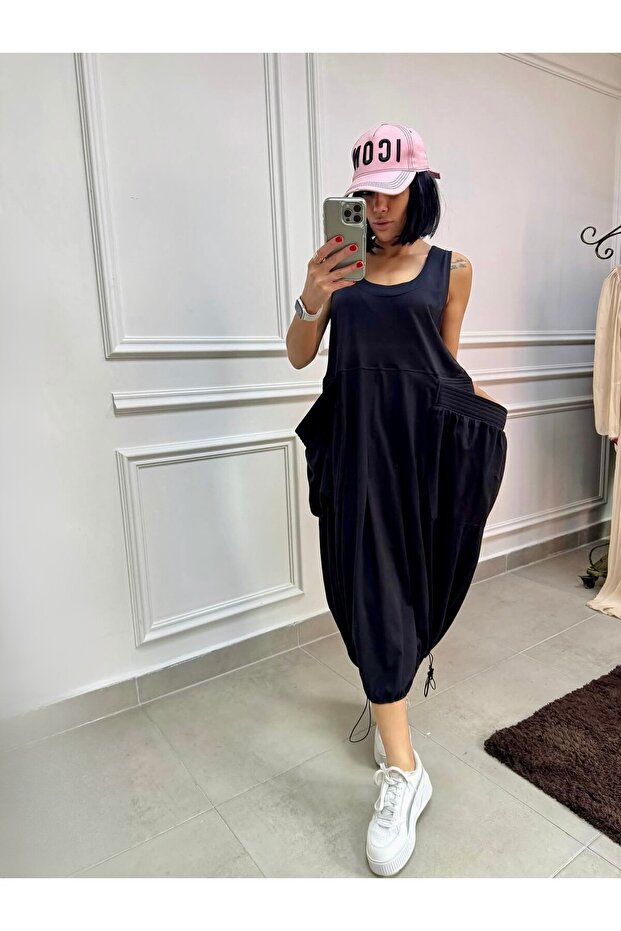 Style Askılı Kargo Cep Elbise - 1