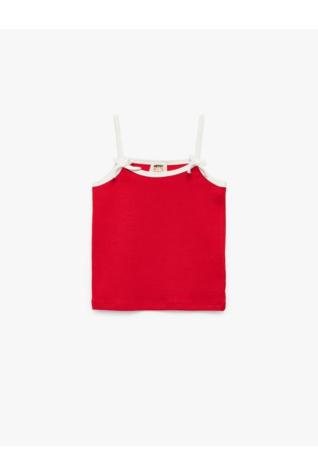 Cotton Rope Strap Slim Fit Bow Sleeveless Crop Tank Top