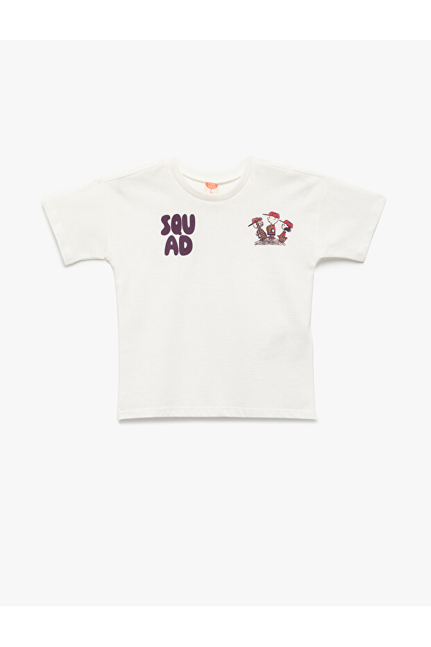 Licensed Short Sleeve Crew Neck Cotton Back Printed Snoopy T-Shirt